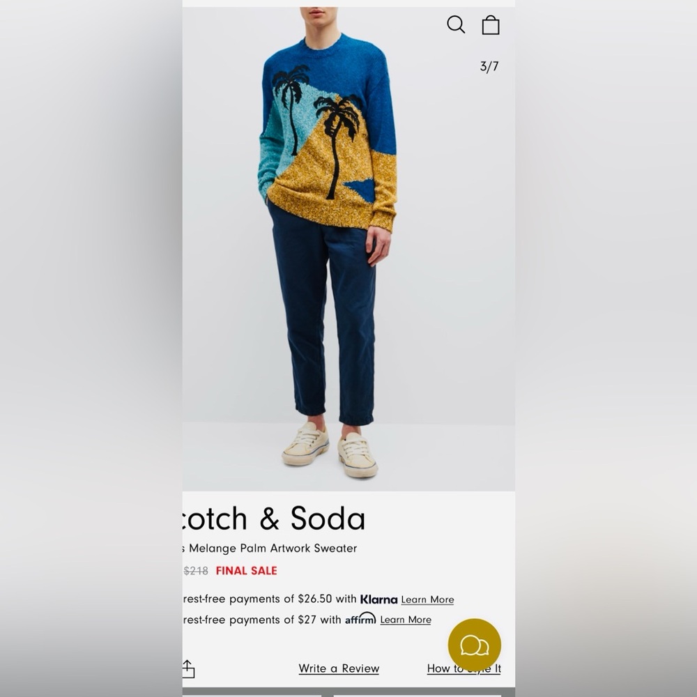 • Scotch & Soda mélange sweater with palm artwork at front